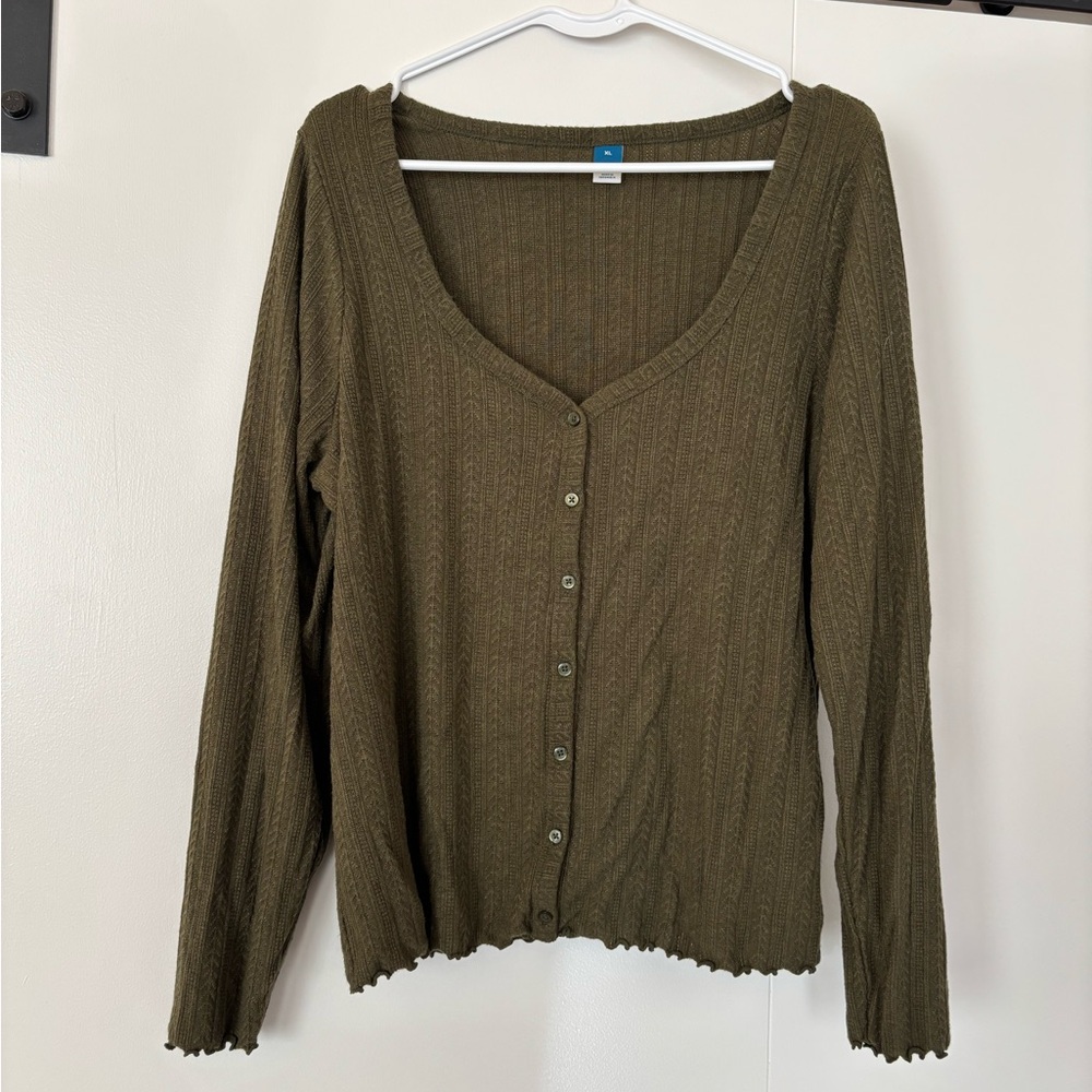 Old Navy Olive Ribbed Cardigan